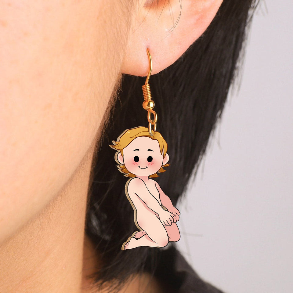 Funny Couple - gift for husband, wife, boyfriend, girlfriend - Personalized Wooden Earrings