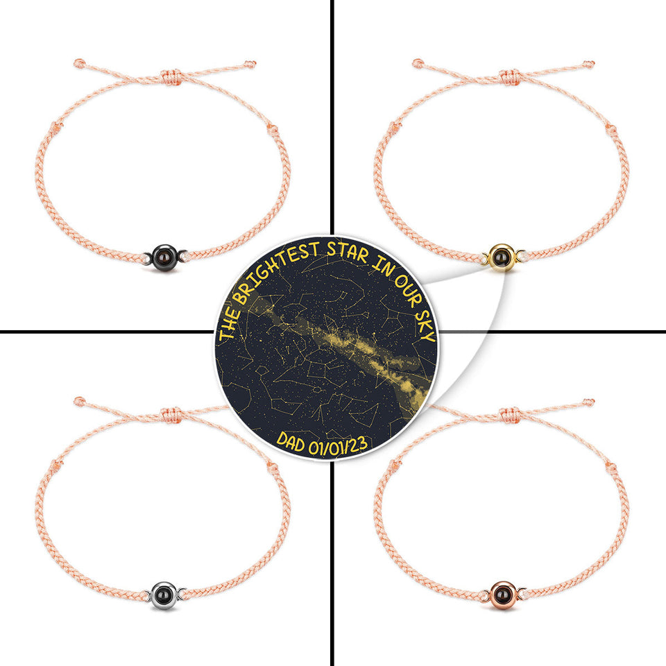Carte du ciel personnalisée « L'étoile la plus brillante de notre ciel » - Cadeau commémoratif pour la perte d'un chien ou d'un chat - Bracelet de projection personnalisé