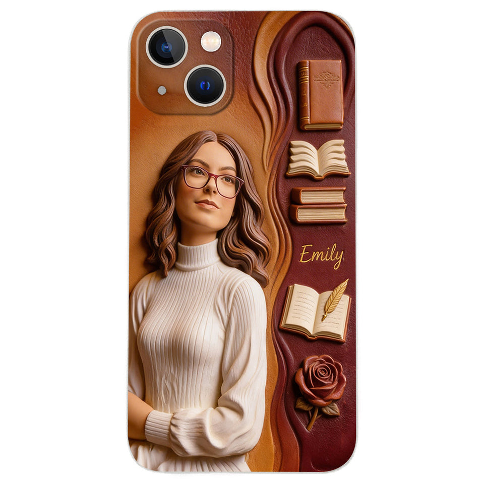 Custom Any Photo Love Books - Personalized Book 3D Embossed Leather Phone Case