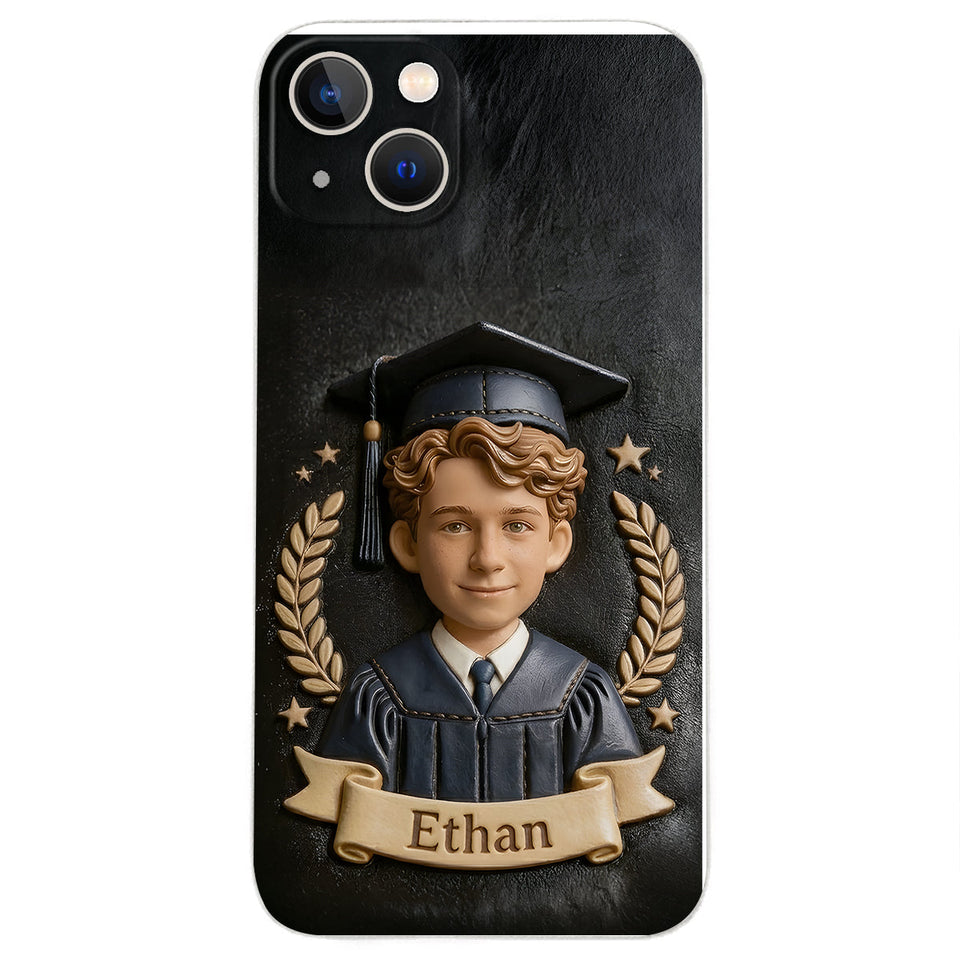 Graduation Gift - Personalized Graduation 3D Embossed Leather Phone Case