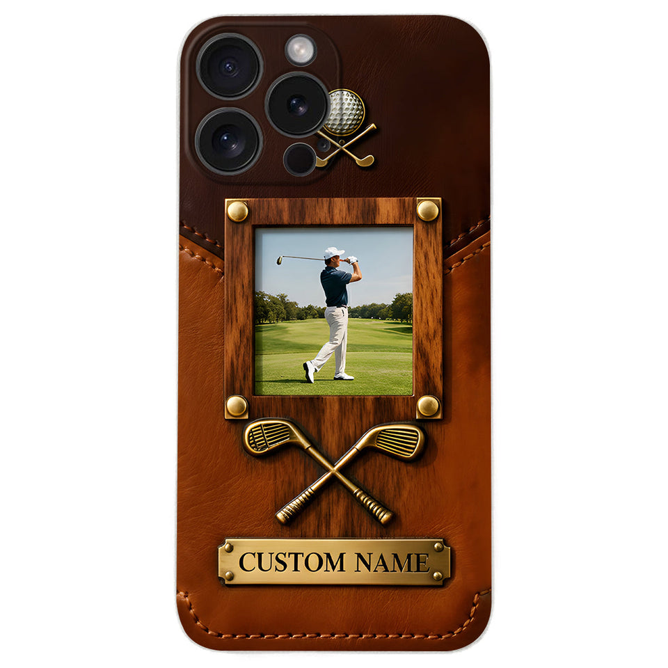 The Memory On The Course - Personalized Golf Leather Phone Case