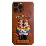 Love Is Love - Personalized LGBT Support 3D Embossed Leather Phone Case