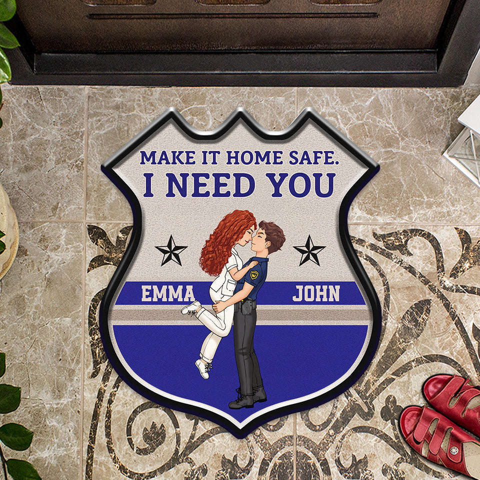 Make It Home Safe - Personalized Couple Shaped Doormat