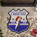 Make It Home Safe - Personalized Couple Shaped Doormat