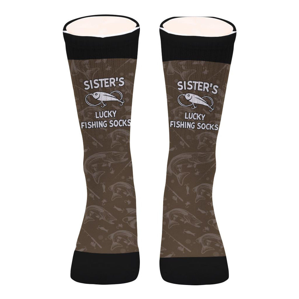 Lucky Fishing Socks - Gift for dad, uncle, aunt, grandma, grandpa, mom, son, daughter, brother, sister, granddaughter, grandson, husband, wife, boyfriend, girlfriend, friend, co-worker - Personalized Socks