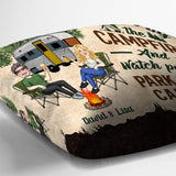 Let's Sit By The Campfire - Personalized Camping Throw Pillow