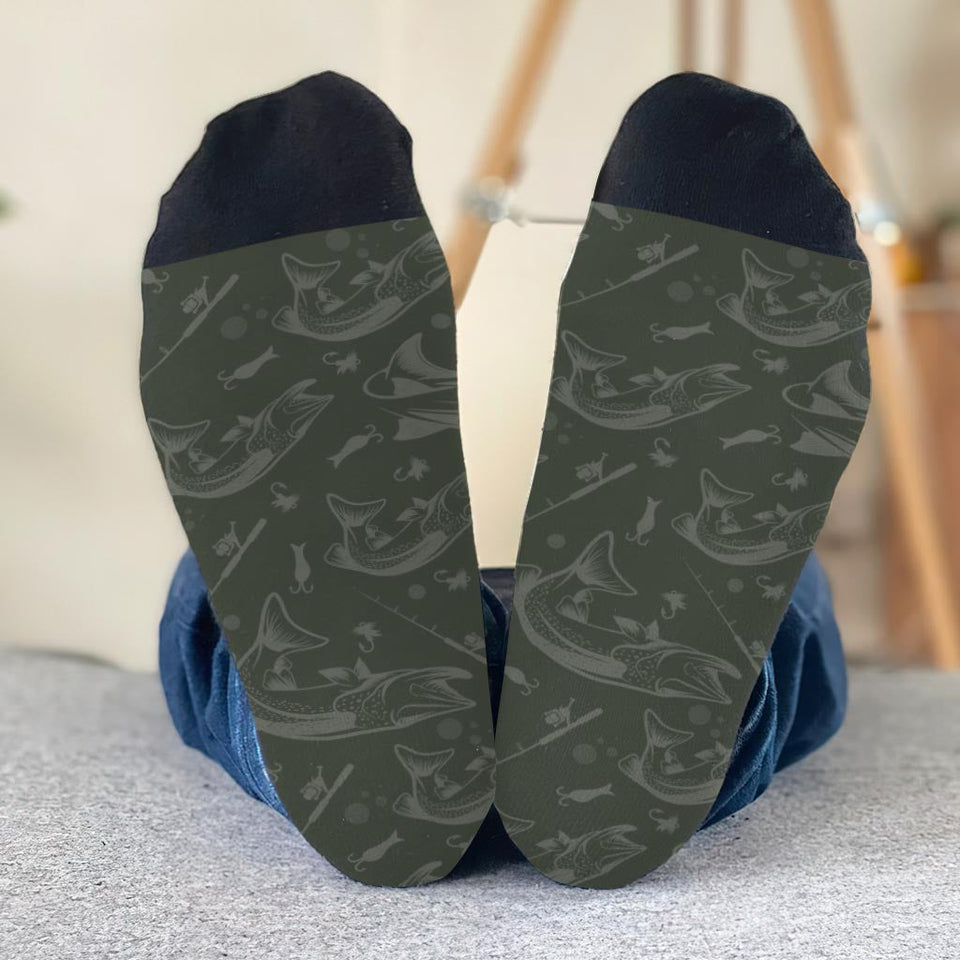 Lucky Fishing Socks - Gift for dad, uncle, aunt, grandma, grandpa, mom, son, daughter, brother, sister, granddaughter, grandson, husband, wife, boyfriend, girlfriend, friend, co-worker - Personalized Socks