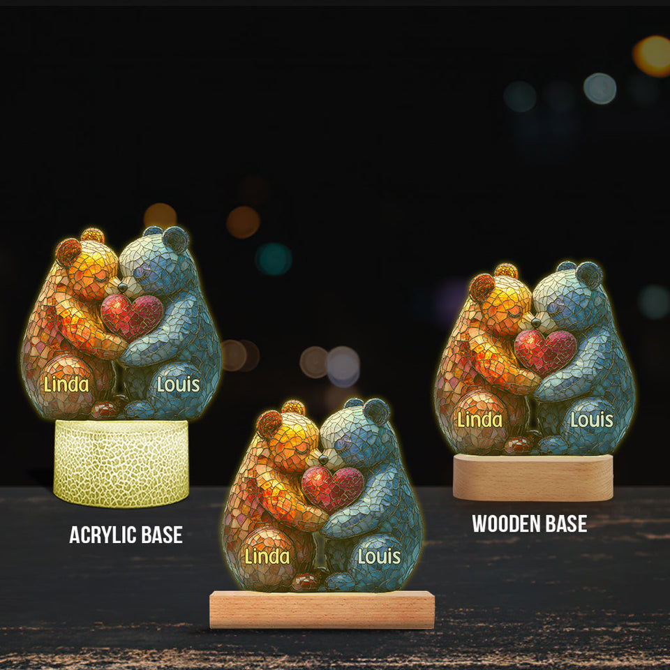 Loving Bears - Personalized Couple Shaped Plaque Light Base