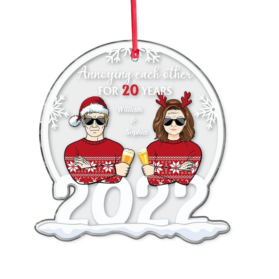 Annoying Each Other - Personalized Christmas Couple Transparent Ornament