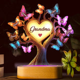 Beautiful Grandma Butterfly Tree - Personalized Grandma Shaped Plaque Light Base