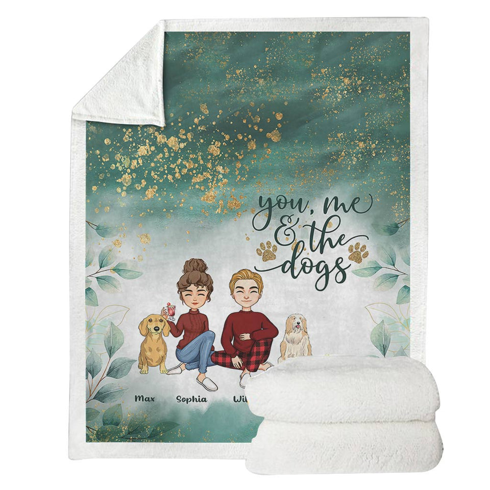 You, Me & The Dogs - Personalized Couple Blanket