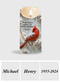 In Loving Memory Red Cardinal - Personalized Memorial Flameless Candle