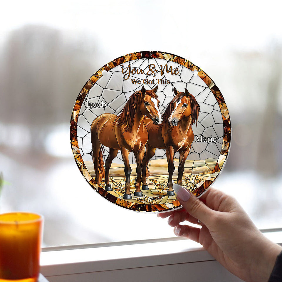 Horse Couple - Personalized Horse Window Hanging Suncatcher Ornament