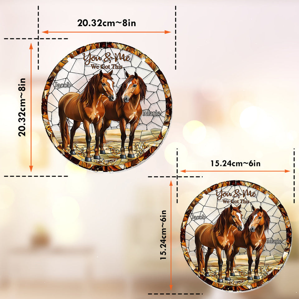 Horse Couple - Personalized Horse Window Hanging Suncatcher Ornament