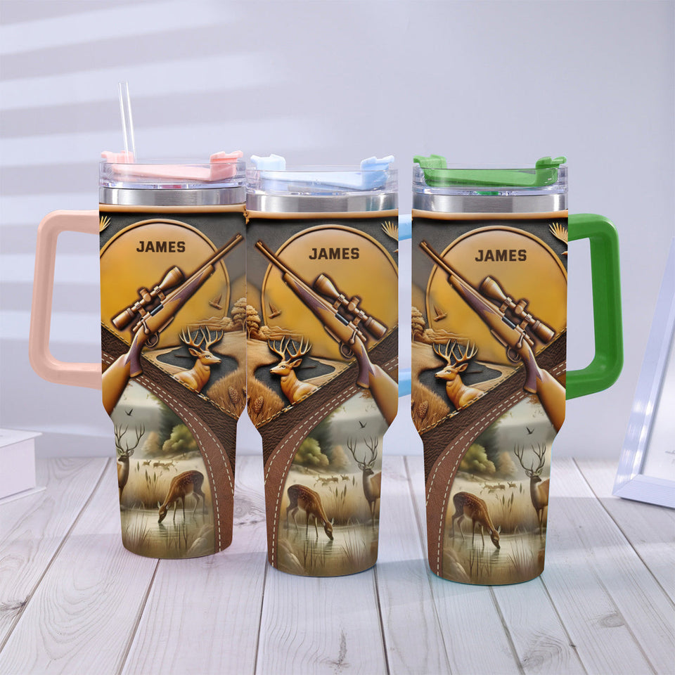 Love Hunting - Personalized Hunting Tumbler With Handle