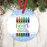 Teacher It Takes Big Hearts To Shape Little Minds Teacher - Round Aluminium Ornament (Printed On Both Sides) 1122