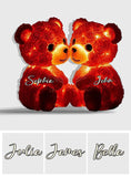 Cute Red Roses Bear Couple - Personalized Couple Shaped Light Box