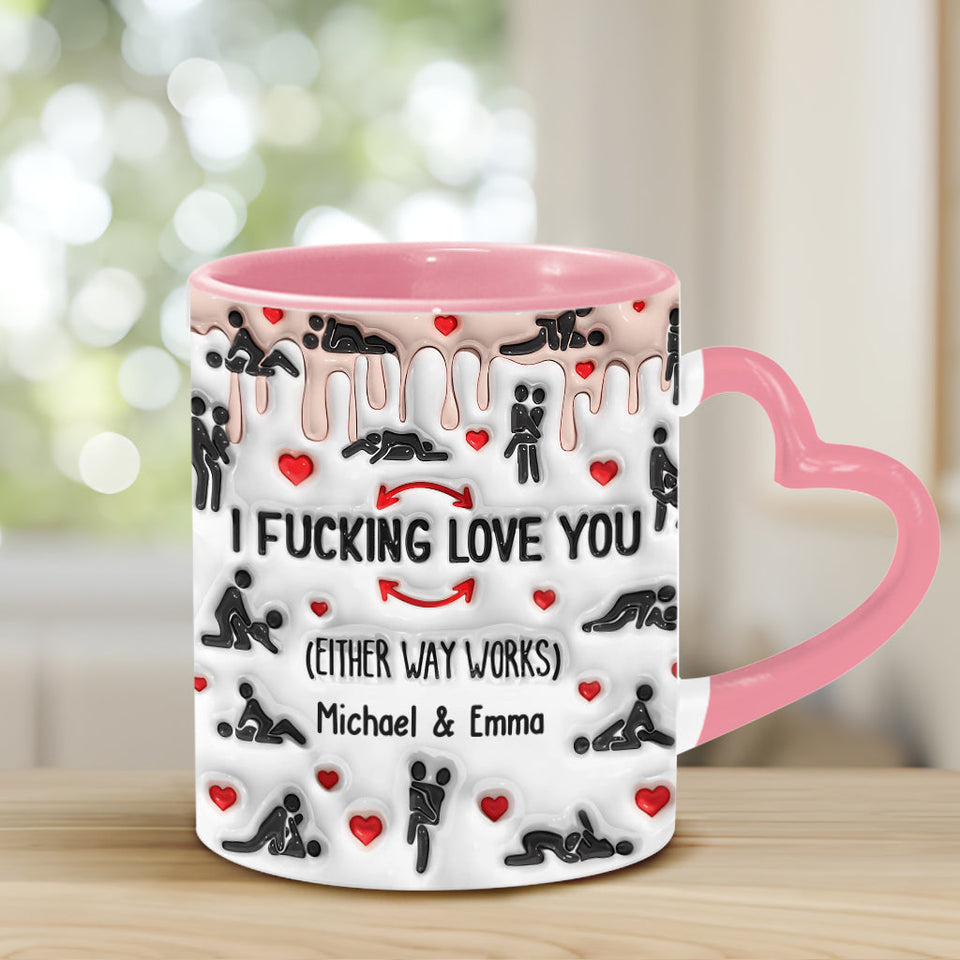 I Love You - Personalized Couple Heart Handle Mug