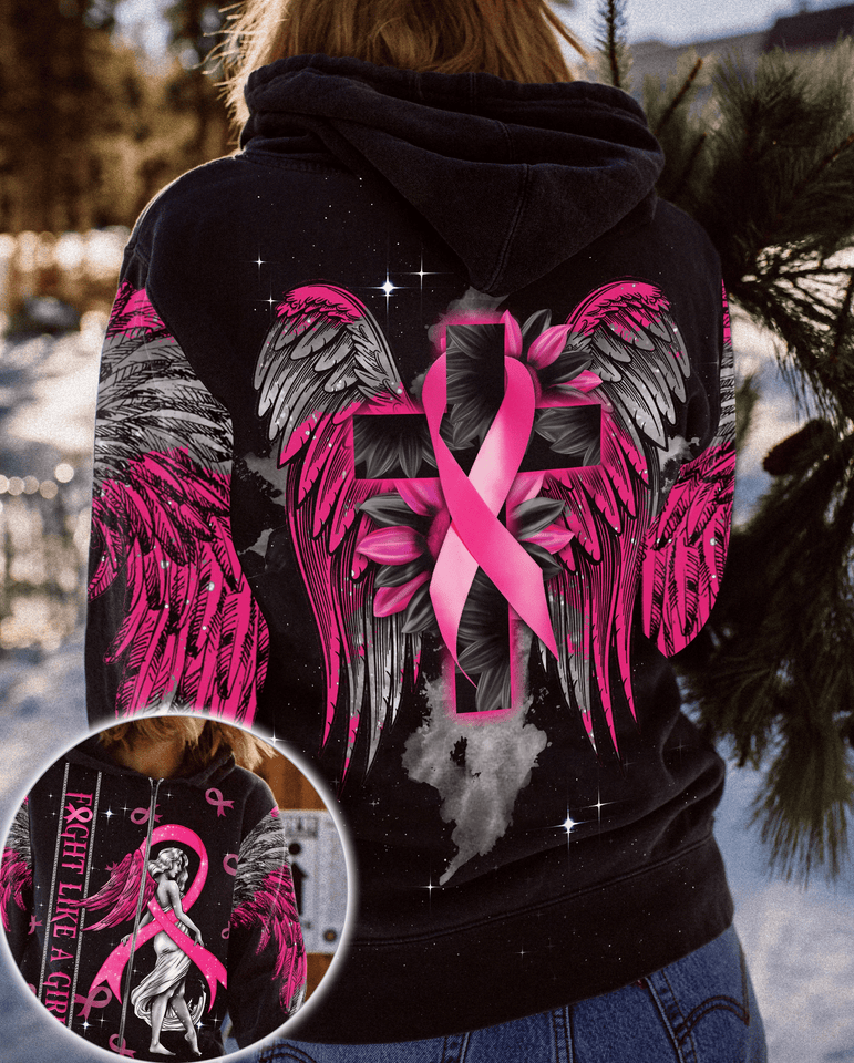 Fight Like A Girl Breast Cancer - Breast Cancer Awareness All Over T-shirt and Hoodie 0822