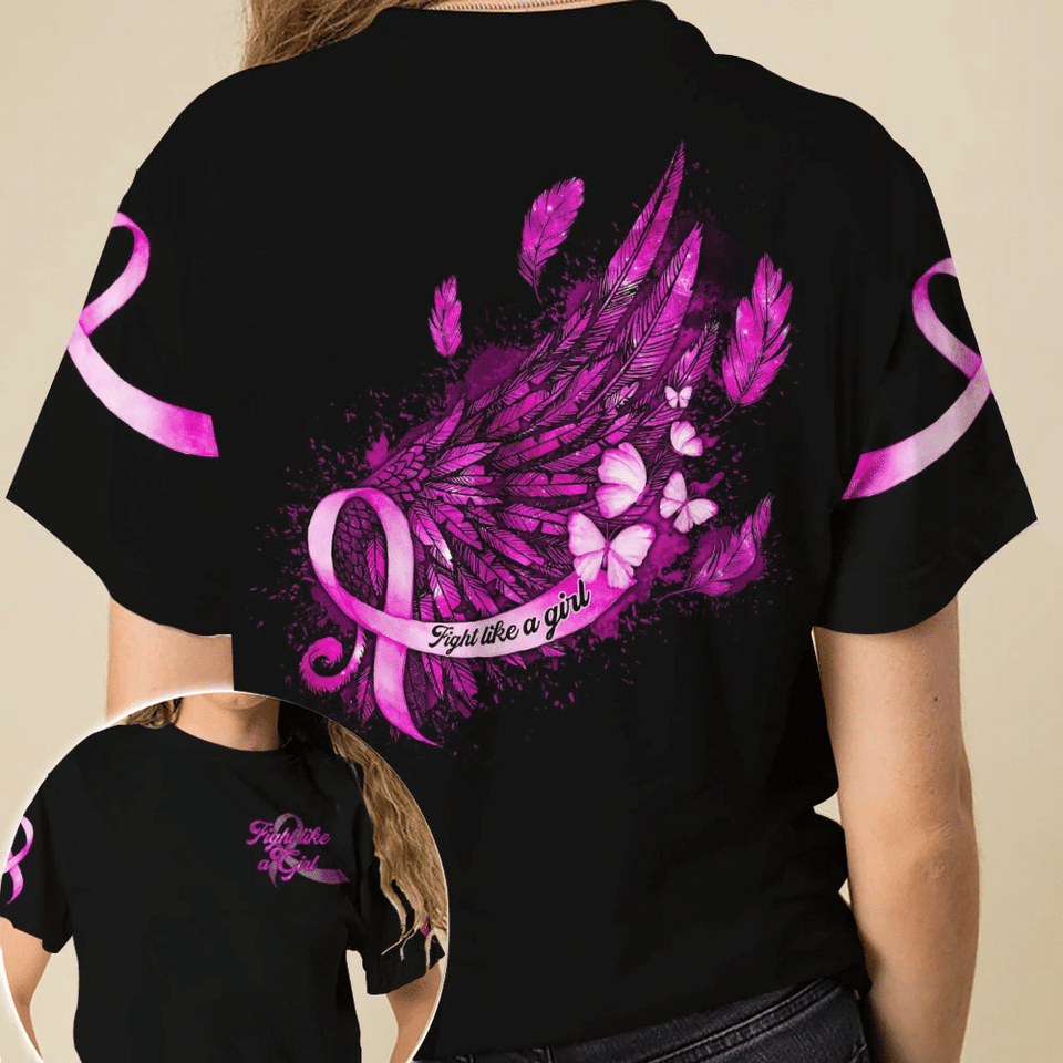 Fight Like A Girl - Breast Cancer Awareness All Over T-shirt and Hoodie 0822