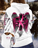 White Faith Cross Wing Breast Cancer - Breast Cancer Awareness All Over T-shirt and Hoodie 0822