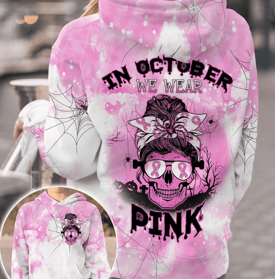 In October We Wear Pink - Breast Cancer Awareness All Over T-shirt and Hoodie 0822