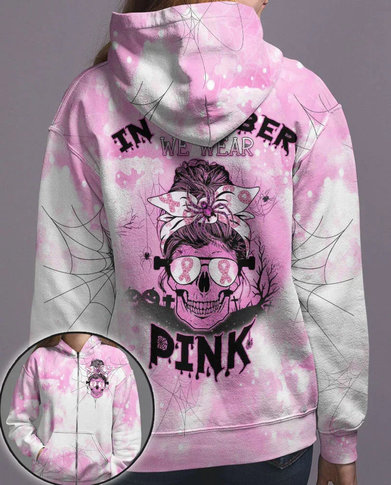In October We Wear Pink - Breast Cancer Awareness All Over T-shirt and Hoodie 0822