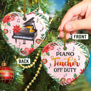 Teacher Christmas Gift Piano Teacher Off Duty Teacher - Heart Aluminium Ornament (Printed On Both Sides) 1122