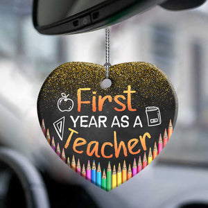 Teacher First Year As A Teacher Teacher - Heart Aluminium Ornament (Printed On Both Sides) 1122