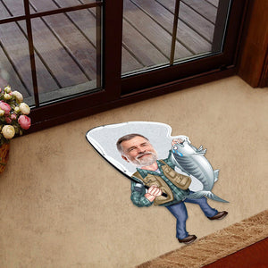 Love Fishing - Personalized Fishing Shaped Doormat