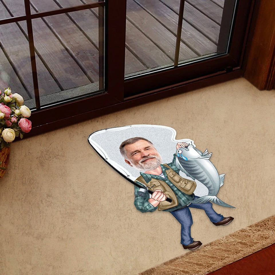Love Fishing - Personalized Fishing Shaped Doormat