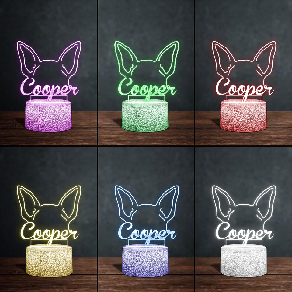 Dog's Ears Memorial Cute Personalized Gift - Gift for dog lovers, who lost dog - Personalized Shaped Plaque Light Base