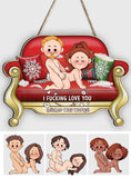 I Love You - Personalized Couple Custom Shaped Wood Sign
