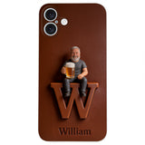 Custom Any Photo - Personalized Beer 3D Embossed Leather Phone Case