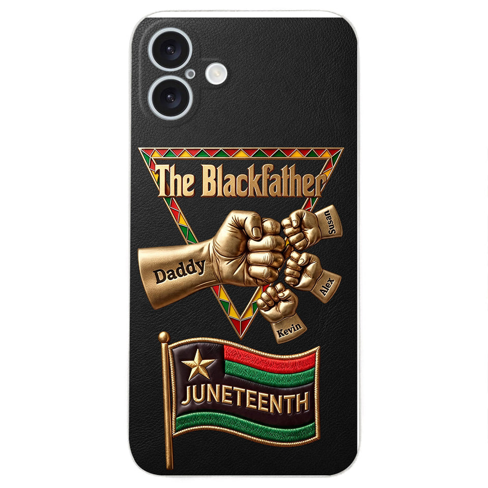 The Blackfather - Personalized Father 3D Embossed Leather Phone Case