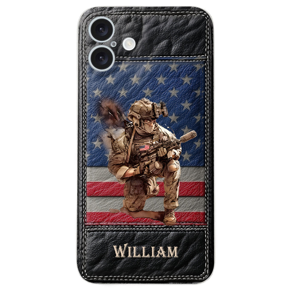 Military Art - Personalized Veteran Leather Phone Case