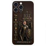 Put On The Full Amor Of God, Gift for Christians - Personalized Christian 3D Embossed Leather Phone Case
