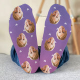 Custom Face Purple Pattern - Personalized Mother Socks