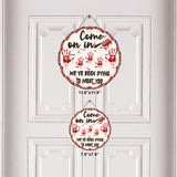 Come On In - Personalized Family Round Wood Sign