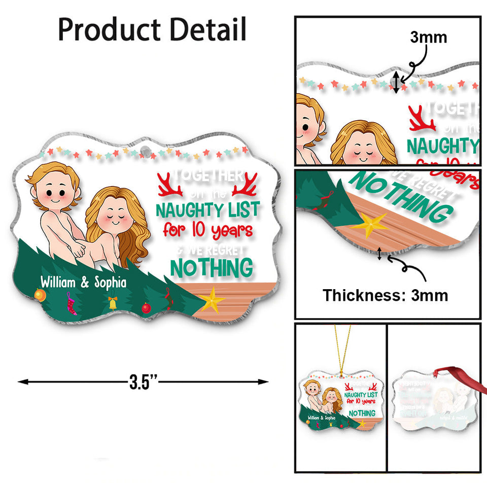 Together On The Naughty List - Personalized Couple Transparent Ornament