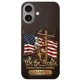 We The People - Personalized Lineman 3D Embossed Leather Phone Case