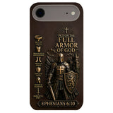 Put On The Full Amor Of God, Gift for Christians - Personalized Christian 3D Embossed Leather Phone Case