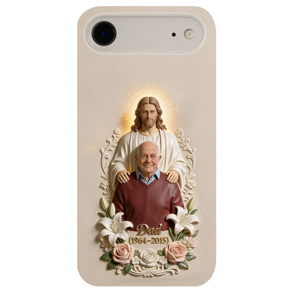 Memorial Gift Idea, Gift for Lost of Loved Ones - Personalized Memorial 3D Embossed Leather Phone Case