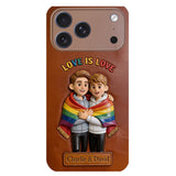 Love Is Love - Personalized LGBT Support 3D Embossed Leather Phone Case