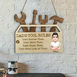 Dad's Tool Rules - Personalized Father Wood Sign