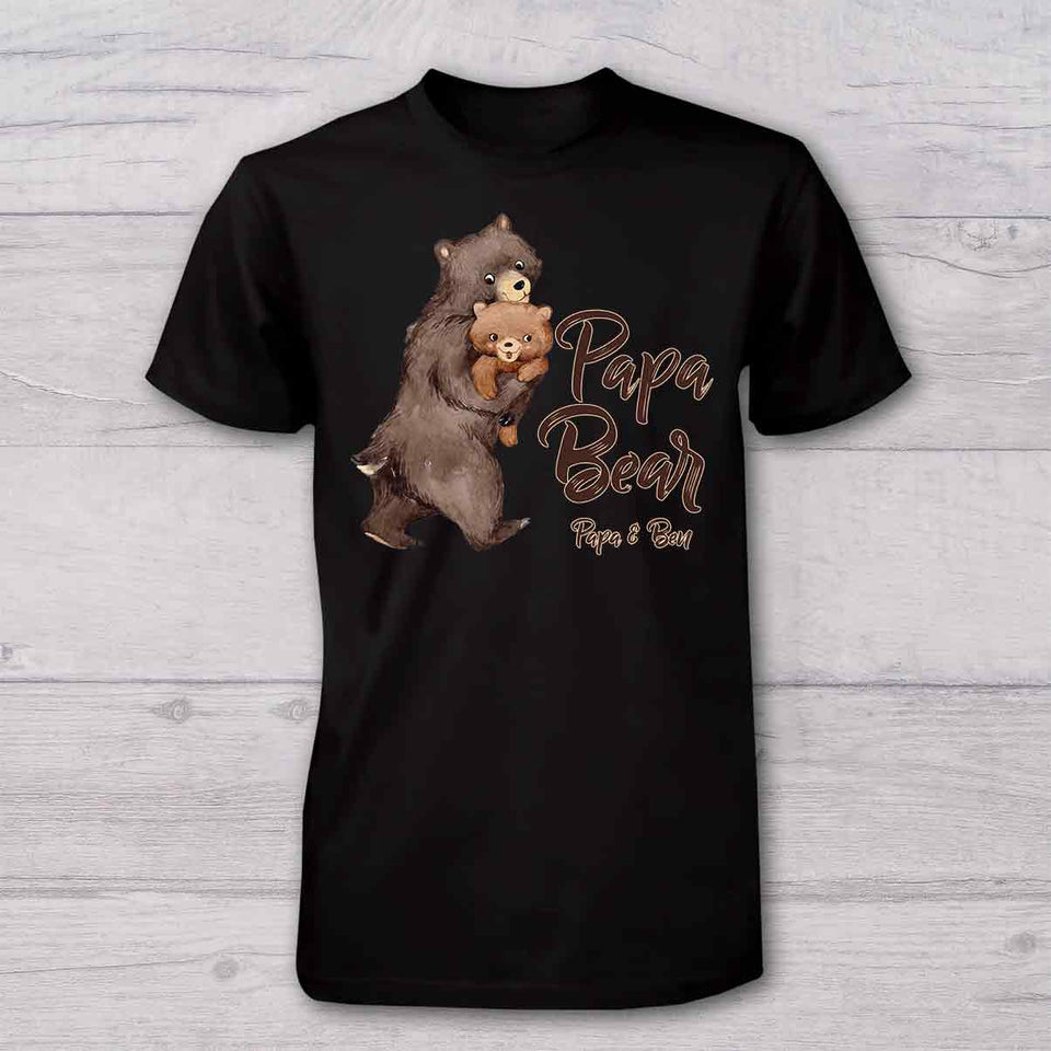 Papa Bear Baby Bear - Personalized Father T-shirt And Baby Onesie
