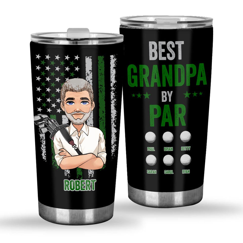 Best Grandpa By Par - Personalized Grandpa Tumbler