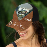 Born To Fish Forced To Work - Personalized Fishing Trucker Hat (Black Mesh)