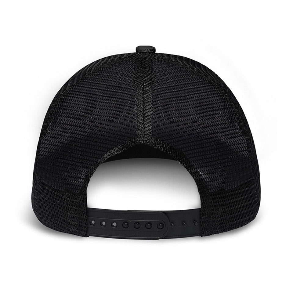 Fishing Makes Me Happy - Personalized Fishing Trucker Hat (Black Mesh)