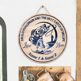 An Old Fishman - Fishing Personalized Round Wood Sign
